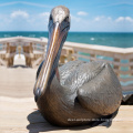 High quality outdoor bronze pelican statue sculpture